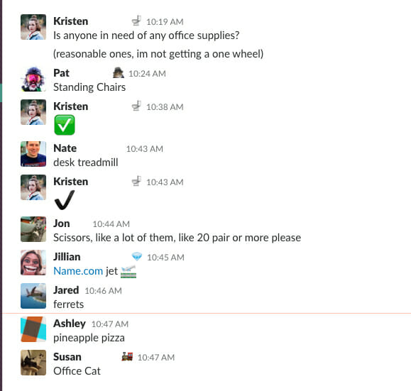 Slack chat 1